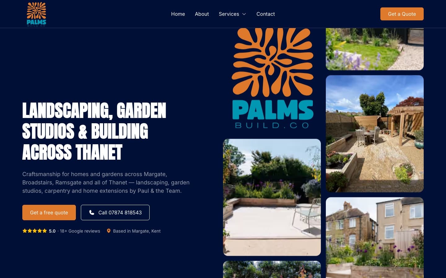 Palms Build.Co homepage