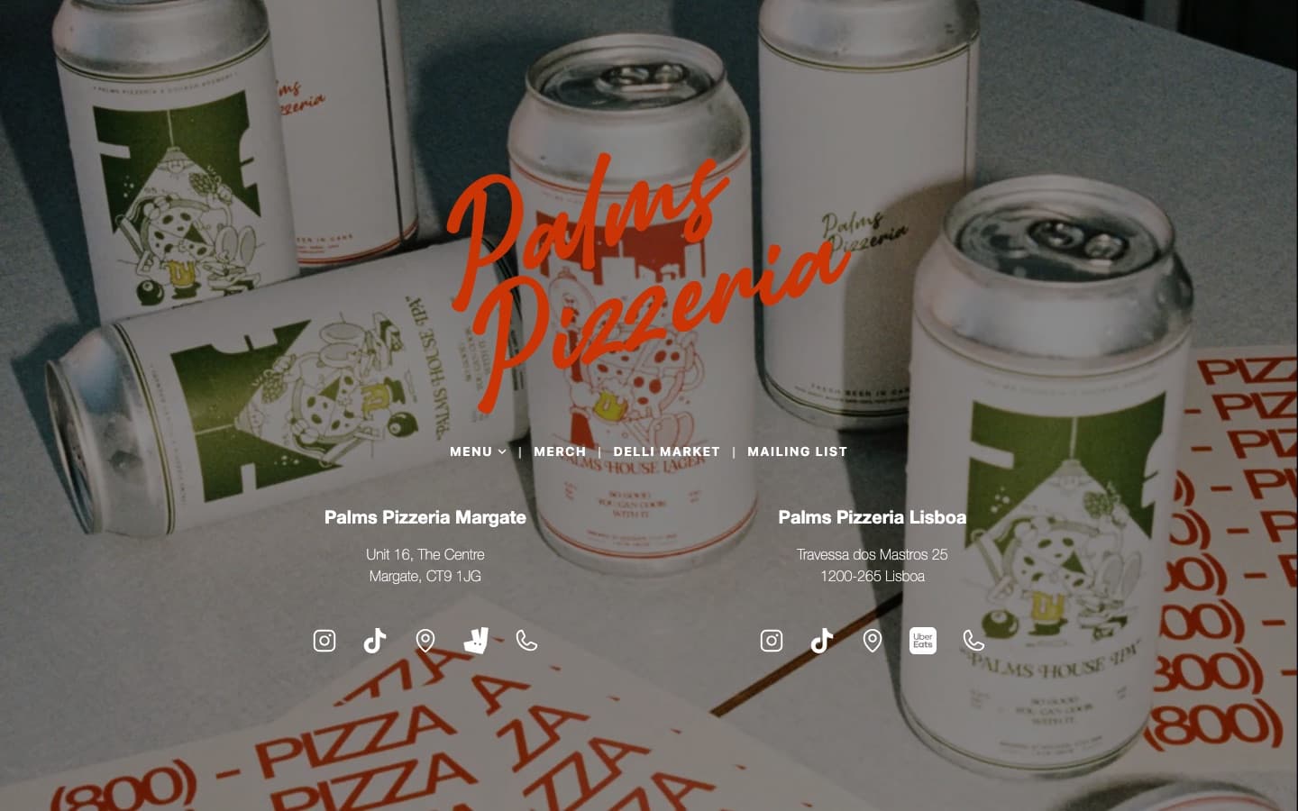 Palms Pizzeria homepage